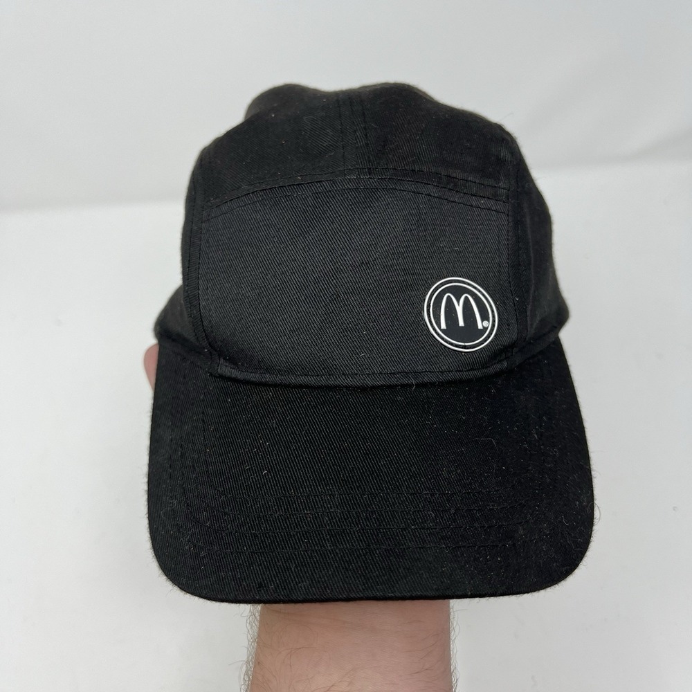 McDonald's Employee 5 Panel Hat Cap Uniform Adjustable Strapback Black Costume - Picture 2 of 11